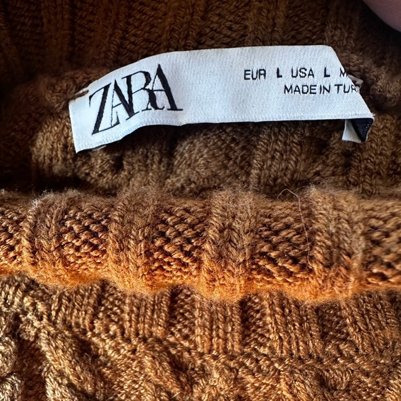 Zara Cable Knit Sleeveless Sweater Vest With High Neck In Cognac Size Large EUC! - Picture 11 of 11